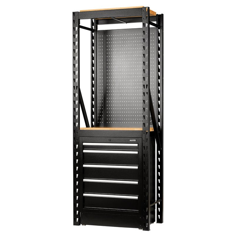 BUNKER® 13 Piece Modular Storage Combo 2 Tier Racking with Pegboard and Floor Cabinet, 750mm