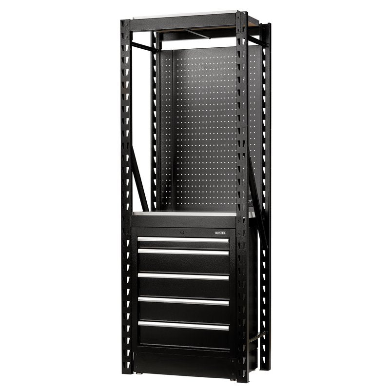 BUNKER® 13 Piece Modular Storage Combo 2 Tier Racking with Pegboard and Floor Cabinet, 750mm